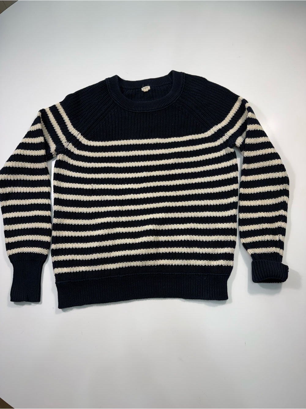 J. Crew 100% Cotton Knit Striped Crew Sweater - Picture 2 of 7
